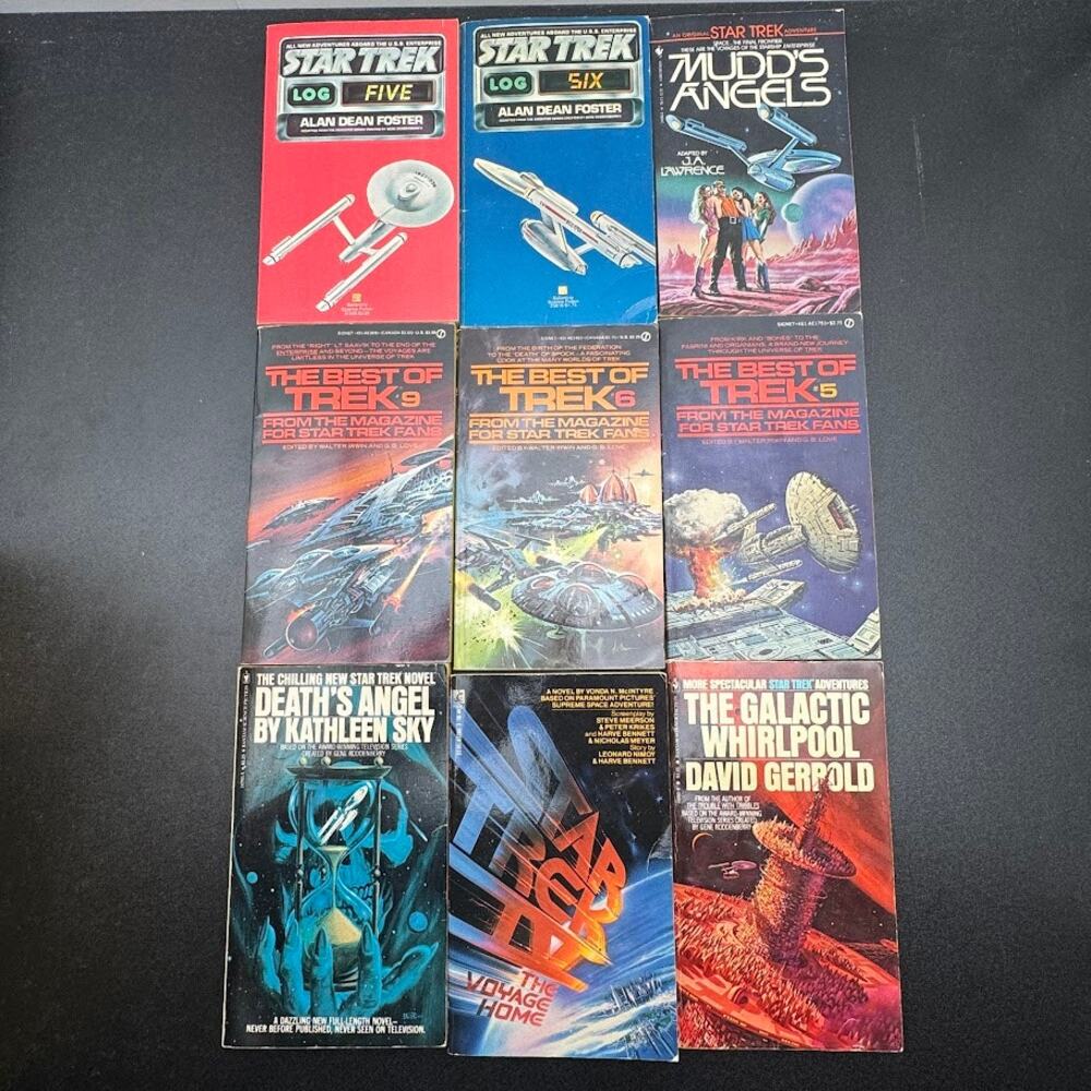 Lot of 9 Vintage Star Trek Paperback Books Logs, Best of Trek, Voyage Home